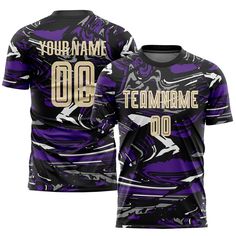 a purple and black shirt with the words team name on it