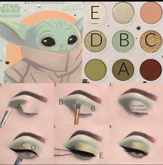 Colourpop - Star Wars The Mandalorian The Child Palette Eyeshadow Tutorial: BeautyDiagrams Star Wars Themed Makeup, Star Wars Makeup Inspiration, Star Wars Inspired Makeup, Salon Themes, Star Wars Makeup, Colourpop Palette, Mekap Mata, 20 Makeup