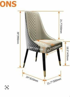 an image of a chair with measurements