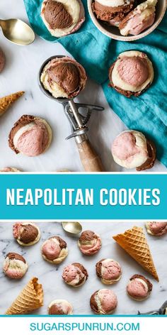 These neapolitan cookies look and taste just like a scoop of neapolitan ice cream! My recipe uses one dough for all three flavors (so easy!), and it can be made up to 5 days in advance. Scoop Cookies, Neapolitan Cookies, Scoop Of Ice Cream, Neapolitan Ice Cream, Summer Baking, Freeze Dried Strawberries, Fruity Desserts