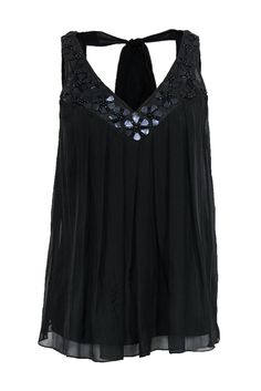 Current Boutique-Rebecca Taylor - Black Pleated Silk Blouse w/ Beading Sz 4 Dark Bohemian, Romantic Tops, Taylor Made, Bohemian Vibes, Plunge Neckline, Style Clothes, Fashion Tips For Women, Rebecca Taylor, Tank Top Cami