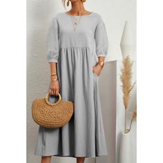 Selling Points1.Gender:Womens2.Neckline:Round Neck3.Sleeve Length:3/4 Length Sleeve4.Sleeve Type:Lantern Sleeve - Lovely lantern sleeve with vintage and antique flavor5.Look After Me:Machine wash6.Season:Summer7.Fit Type:Loose Fit8.Dress Length Type:Midi DressSpecificationsGenderWomensStyleElegant,CasualOccasionBeach,Sports,Daily,Holiday,VacationDresses TypeShift DressNecklineRound NeckFabricCotton,PolyesterDesignPocketSleeve Length3/4 Length SleeveSleeve TypeLantern SleeveElasticityMicro-ela... Midi Shift Dress, Womens Shift Dresses, Elegant Casual, Dresses By Length, Dress Midi, Silver Dress, White Midi Dress, Lantern Sleeve, Pink Light