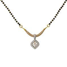 18K Multi-Tone Gold & Diamond Pendant Mangalsutra Necklace - Virani Jewelers Black Beads, Diamond Pendant, Gold Diamond, Necklace Lengths, White Gold, Beads, Pendant, Gold, Black