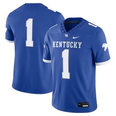 Show off your Kentucky Wildcats pride with this #1 Game Jersey from Nike. This officially licensed jersey is made from 100% recycled polyester and features heat-applied numbers and team details so it looks just like what the Wildcats wear on the field.  The front yoke seam helps create a classic football jersey silhouette. Thanks to Dri-FIT technology, this jersey will keep you cool and comfortable as you cheer on the Wildcats to another victory. Nike Jersey With Team Logo, Nike Jersey With Team Name For Fans, Nike Collegiate Jersey With Team Name, Nike Football Season Jersey With Team Logo, Nike Football Season Jersey, Nike Collegiate Jersey With Team Logo, Nike Sports Season Jersey For Fans, Nike Sports Fan Jersey, Nike Sports Jersey For Sports Season