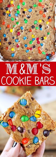 m & m's cookie bars are an easy treat for the whole family