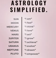 an astrology poster with the words astrology simplified in black and white