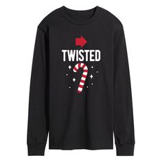 Spread the silly this holiday season with this fun candy cane twisted long sleeve graphic tee. Spread the silly this holiday season with this fun candy cane twisted long sleeve graphic tee.  Crewneck Long sleevesFABRIC & CARE Cotton Machine wash Imported Size: S. Color: Black. Gender: male. Age Group: adult. Long Sleeve Graphic Tee, Best Candy, Man Candy, Tshirts Online, Long Sleeve Tee, Candy Cane, Shirt Online, Long Sleeve T Shirt, Graphic Tee