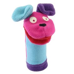 a pink and blue stuffed animal with a hat on it's head