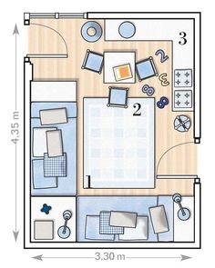 a floor plan for a bedroom with furniture and decor on it, including a bed