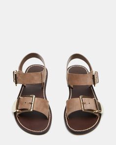 SPENCE Tan Nubuck Ankle Strap Sandal | Women's Sandals – Steve Madden Flat Sandals For Women, Cowboy Shoes, Ankle Strap Sandals Flat, Dance Heels, Boots Square Toe, Ankle Strap Flats, Suede Boots Knee High, Strap Sandals Women, Sandals For Women