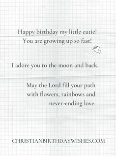 a birthday card with the words happy birthday my little cute you are growing up so fast i adore you to the moon and back