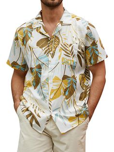 PRICES MAY VARY. SOFT MATERIAL: Men's Hawaiian short sleeve shirts are made of high quality fabrics that are comfortable, breathable. Ultra soft fabric for mens short sleeve button up shirts, it's a ideal shirt for hot and sunny days. Stitching neatly and exquisite hawaiianmanship, you are assured to stay comfortable for all day long. STYLISH FEATURES: This stylish tropical summer beach shirt for men features with a relaxed fit, button up closure, stylish camp collar neckline and comes with a ch Hawaiian Shirt Wedding Party, Mens Tropical Vacation Outfits, Hawaiian Shirt Outfits, Hawian Shirt, Mens Wedding Attire, Matching Pairs, Mens Shorts Summer, Tropical Shirts, Hawaiian Outfit