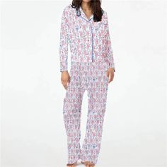 Experience ultimate comfort with this floral button-front pajama set, ideal for unwinding in style. This set showcases a floral pattern and provides luxurious softness, making it perfect for peaceful evenings or leisurely days at home. Features: Crafted from soft, fabric that provides comfort throughout the night. The button-front top design makes it easy to wear and adjust for comfort. Features an all-over floral pattern, adding a touch of nature-inspired elegance to your sleepwear. Long sleeve Pajamas Preppy, Cute Pj Pants, Roller Rabbit Monkey, Preppy Pjs, Monkey Pajamas, Pjs Cute, Traditional Sleeve, Long Sleeve Pajamas, Y2k Long Sleeve