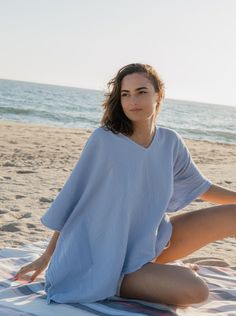 periwinkle caftan Breezy V-neck Tops For Beach, Summer V-neck Tunic For Loungewear, Beachy V-neck Cover-up With Relaxed Fit, Relaxed Beach Cover-up Tops, Casual V-neck Beach Poncho, Relaxed Fit V-neck Tunic For Beach Season, Relaxed Fit Summer Loungewear Cover-up, Relaxed Spring Beach Tops, Beachwear Tunic Tops For Beach