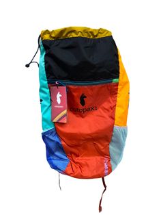 Brunt Orange & Black Nylon Climbing Backpack, Casual Multicolor Backpack For Outdoor Activities, Sporty Standard Backpack For Adventure, Multicolor Standard Backpack For Adventure, Multicolor Casual Hiking Bag, Sporty Backpack For Adventure, Casual Multicolor Hiking Bags, Multicolor Adventure Backpack, Multicolor Nylon Hiking Bag