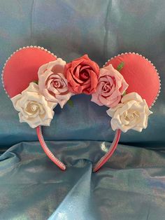 Handmade, light weight, comfortable, pink and white garden roses Pink And White Garden, White Garden Roses, White Garden, White Gardens, Garden Roses, Turbans, Hair Accessories Headbands, Pink And White, Bathing Beauties