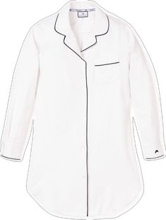 White Cotton Long Sleeve Nightgown, White Long Sleeve Relaxed Fit Nightgown, Cotton Long Sleeve Tops With Contrast Trim, White Long Sleeve Tops For Sleepover, Cotton Long Sleeve Nightgown With Relaxed Fit, Long Sleeve Cotton Nightgown With Relaxed Fit, Classic White Cotton Sleepwear, Classic White Long Sleeve Sleepwear, Classic Long Sleeve Cotton Sleepwear