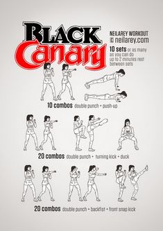 the black canary workout poster shows how to do it in 10 minutes or less, with instructions