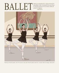 an illustration of ballet dancers in front of a painting