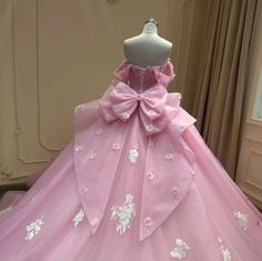 Quince Dress With Bow In The Back, Princessy Dresses, 16th Dress, Dropping Dress, Fairytale Wedding Gown, Pink Quinceanera, Lace Princess Wedding Dresses, Plus Size Evening Gown, Animal Images