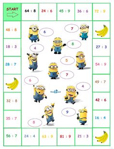 a game board with minions characters and numbers