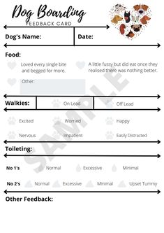 a dog boarding checklist with the words,