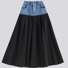 Introducing our a-line long jean skirt for ladies from the 2024 Spring-Summer Collection a fashionable fusion of vintage charm and contemporary grace!Why It's Destined to Be Your New Favorite:Crafted with precision and trend in mind, this skirt pays homage to the 90s fashion with a couture twist. Its mixed-fabric material exudes a chic sophistication, while its high-rise design adds a touch of elegance to your outfit.Distinctive Features: A-line Silhouette: The flattering a-line fit of this skir The 90s Fashion, Long Jean Skirt, Diy Denim, Denim Diy, Lady Grey, Long Jeans, Vintage Inspired Design, Mixing Fabrics, The 90s