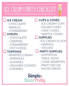 the ice cream party checklist