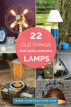 22 old things that can be upcycled into awesome DIY lamps that will add personality and coolness to any room in your home. These lamps show that you can make a unique DIY lamp by putting to good use old items that have been collecting dust in your attic or garage Amazing Lamps, Bottle Lamp Kit, Lampe Steampunk, Diy Table Lamp, Lampshade Kits, Diy Lamps, Telephone Vintage, Make A Lamp, Diy Lampe