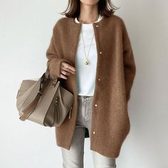 Trendy Brown Sweater Coat For Layering, Casual Brown Knit Sweater Coat, Classic Brown Knitted Outerwear, Classic Knitted Brown Outerwear, Casual Brown Winter Cardigan, Casual Beige Solid Color Cardigan, Trendy Brown Sweater, Beige Knitted Sweater Coat For Fall, Knitted Beige Sweater Coat For Fall