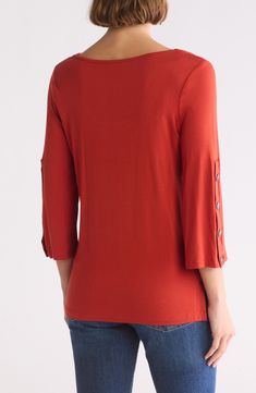 This lightweight knit top features a scoop neck, three-quarter sleeves, and a high-low hem for a casual day-to-day look. Scoop neck Three-quarter sleeves 95% polyamide, 5% spandex Machine wash, dry flat Imported Three Quarter Sleeve Tops, Nordstrom Store, Lightweight Knit, High Low Hem, Three Quarter Sleeves, Quarter Sleeve, Three Quarter, Nordstrom Rack, High & Low