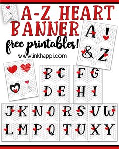 printable valentine's day activity for kids with the letter a to z heart banner