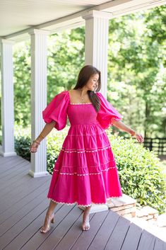 baby girl baby shower ric rac dress Hot Pink Modest Dress, Bridgerton Inspired Dresses, Bridgerton Inspired, Purple Midi Dress, Graphic Tee Dress, Hot Pink Dresses, Baby Shower Dresses, Shower Dresses, Bridesmaids Dress