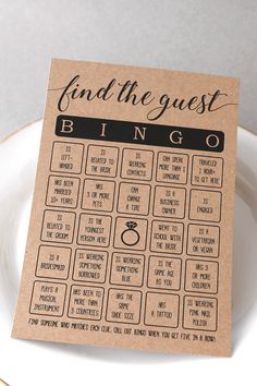 a card that says find the guest bingo on it