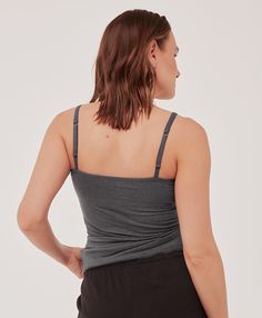 Women's Charcoal Heather Everyday Shelf Bra Camisole 2XL. Super soft organic women's Everyday Shelf Bra Camisole from Wear PACT. Fair Trade Factory. GOTS Certified Organic Cotton Relaxation Camisole Top, Seamless Cami Top For Relaxation, Camisole Top For Relaxation, Cotton Workout Camisole, Solid Color Camisole Tops For Relaxation, Solid Color Camisole For Relaxation, Stretch Camisole Tops For Relaxation, Tank Tops With Adjustable Straps For Loungewear, Cotton Tank Top For Relaxation