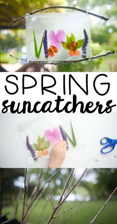 spring sun catchers made with paper flowers and scissors are the perfect craft for kids to make