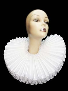 Ruffled Collar White Satin Huge Tall Wide Elizabethan Neck Ruff Victorian Steampunk Gothic Edwardian Elizabethan Ruff, Clown Collar, Neck Ruffle Collar, Tudor Fashion, Elizabethan Collar, Victorian Collar, Ruff Collar, Lizzie Hearts, Morgantown Wv