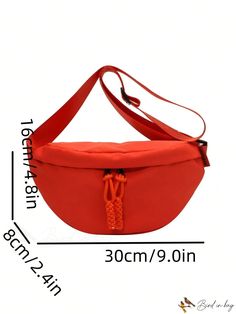 BirdinBag - Stylish Adjustable Orange Fanny Pack with Medium Size Orange Bag, Word Wrap, Waist Bags, Vibrant Orange, Sling Bag, Fanny Pack, Color Orange, Polyester Material, Medium Size