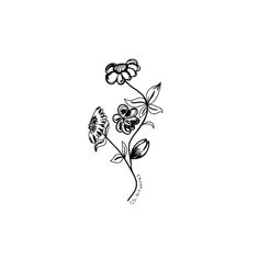 a black and white drawing of flowers on a white background