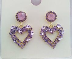 Gorgeous purple with light pink heart sparkling dangling earrings perfect for any occasions. Metal: Brass with gold plated Size: 4cm Pink Crystal Earrings For Valentine's Day, Pink Heart Crystal Earrings For Valentine's Day, Pink Heart-shaped Crystal Earrings For Valentine's Day, Pink Heart Cut Earrings For Party, Pink Double Heart Earrings For Party, Purple Earrings For Valentine's Day Party, Pink Heart-shaped Earrings For Party, Birthday Gift For Sister, Birthday Gifts For Sister