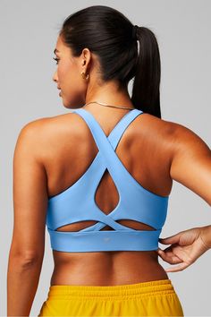 No-Bounce High Impact Sports Bra Fabletics blue female regular Running/Training Blue Sportswear Activewear With Built-in Padding, Compressive Blue Sweat-resistant Activewear, Blue Compressive Sweat-resistant Activewear, Compressive Sweat-resistant Blue Activewear, Blue Mesh Back Sports Bra For Workout, Blue Mesh Back Sports Bra For Yoga, Sports Bra With Arch Support, Blue Compressive Sports Bra For Sports, Blue Sweat-resistant Activewear For Training