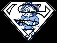 a superman logo with the letter c in it's center and an image of a person holding a baseball bat