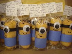 minion birthday cakes wrapped in plastic wrappers