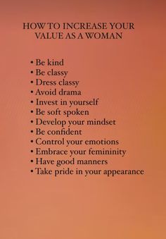 a sign that says how to increase your value as a woman