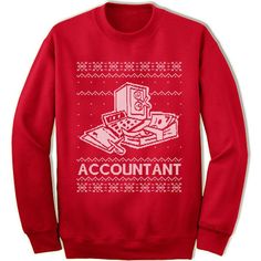 Accountant crewneck sweatshirt. Unisex Fit. Printed with eco-friendly water-based inks. Please refer to the size chart in the last image of the listing (laying flat measurements in inches). Due to the calibration differences between computer monitors, phone screens and tablets, the actual product color may vary slightly from what you are viewing. SHIRT FEATURES: - 7.8 oz., 50/50 cotton/polyester - Made with up to 5% recycled polyester from plastic bottles - Patented, low-pill, high-stitch densit Personalized Tshirt, Baker Shirts, Ugly Xmas Sweater, Cowboy Christmas, Matching Sweaters, Xmas Sweater, Sweatshirt For Men, Sweater Gift, Sweatshirt Christmas