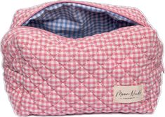 Gingham Interior, Makeup Contouring, Large Makeup Bag, Travel Wishlist, Nude Makeup, Pink Gingham, Backpack Tote Bag, Makeup Bags, Blue Gingham