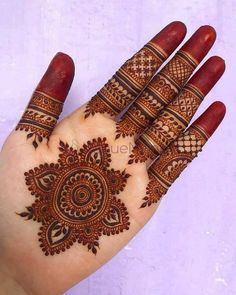 the hand is decorated with henna designs