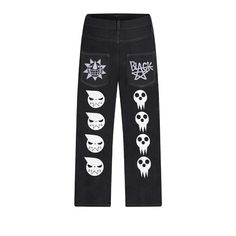 Advbridge Y2k baggy jeans Harajuku Fashion Hip Hop Print Men's Women's Black Denim Pants New Rock Punk Wide Foot Trousers Streetwear Black Baggy Jeans Men, Applique Jeans, Black Baggy Jeans, Y2k Baggy Jeans, Hip Hop Trends, Hip Hop Print, Black Denim Pants, Denim Pants Mens, Rock Punk