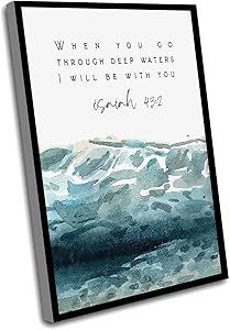 a card with the words, when you go through deep waters i will be with you