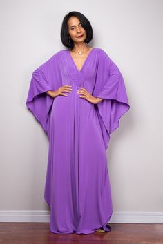 Kaftan Dress, Purple caftan, Soft lavender dress, Loose fit maxi dress, Frock dress, Kimono Butterfly Dress : FU1S Purple Kaftan, Pant Saree, Kimono Maxi Dress, Dress Kimono, Pink Long Dress, Purple Maxi Dress, Purple Maxi, Ann Margret, Light Pink Dress